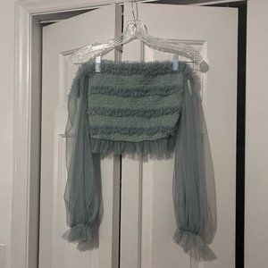 MABLE Anthropologie off-the-shoulder tulle top NWOT